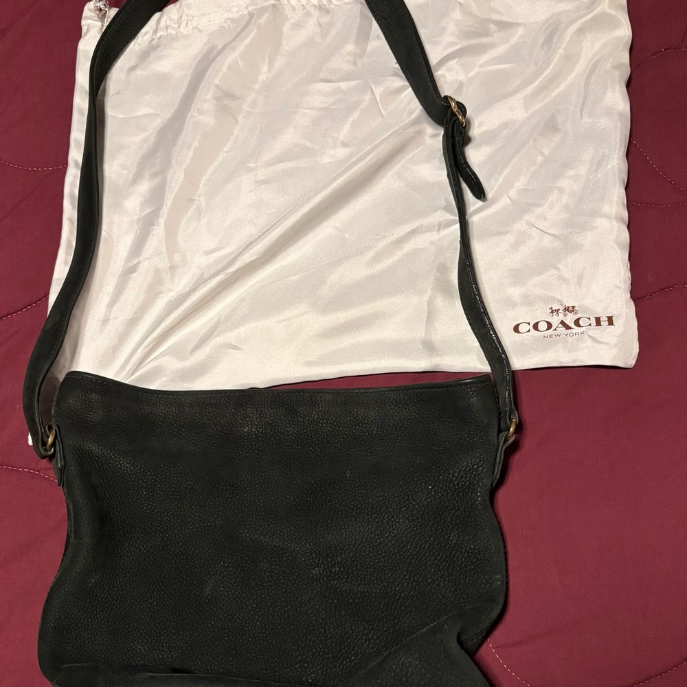 Coach Hunter Green Suede Shoulder Bag